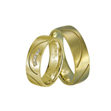IP Plating Gold CNC Groove Imitation Woman Man Jewelry Rings